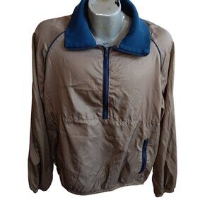 Vtg XL Pen West Portland Oregon Windbreaker Jacket With Blue Collar 1/2 Zip Mens